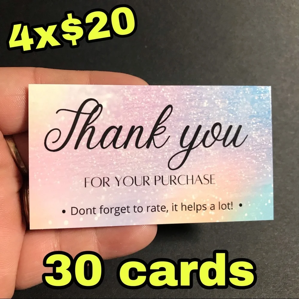 30 thank you for your purchase cards glossy size 3.5x2